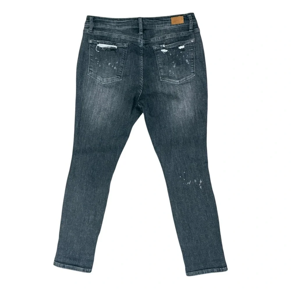 Judy Blue Boyfriend Fit Jeans Women 11/30 Faded Black‎ Denim Distressed Stretch